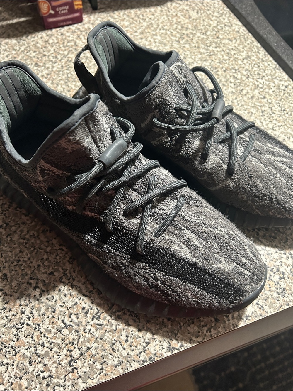 Yeezy Boost Knit Sneakers in Dark Gray and Black